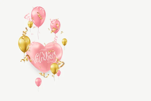 День святого Валентина дизайн, розовые и золотые шарики на светлом фоне. Продажа плаката, холостой, любовь, продажа, флаер. 3D иллюстрация, 3D рендеринг . — стоковое фото