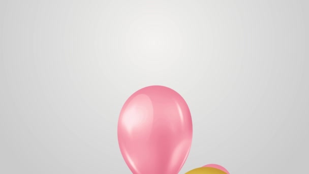 Design San Valentino Palloncini Rosa Oro Uno Sfondo Chiaro Amore — Video Stock