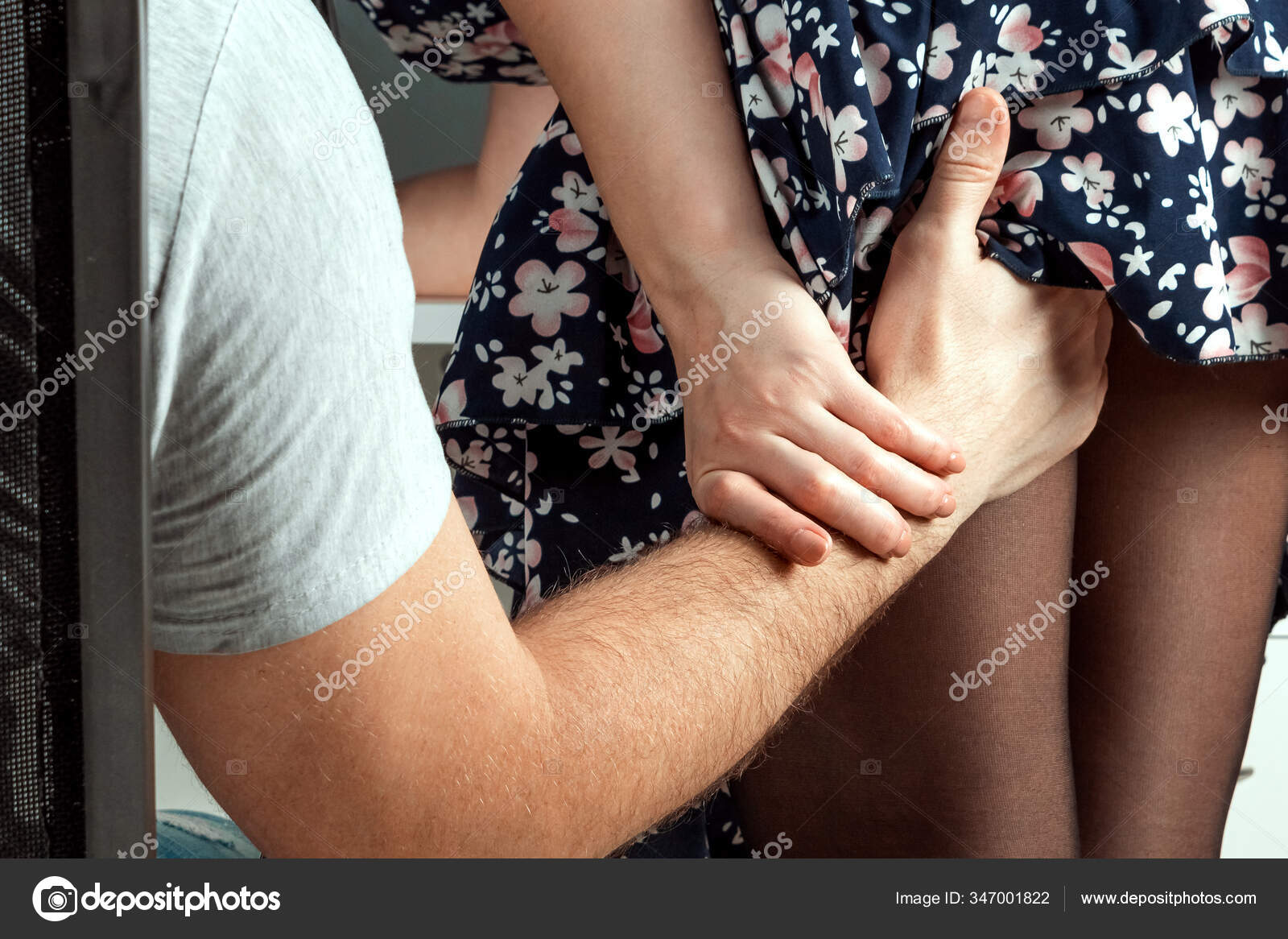 Male Hand Climbs Girl Skirt Touch Ass ...