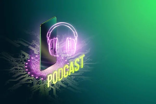 Izometrikus Kép Okostelefon Fejhallgató Ikon Betűző Podcast Másolás Tér Render — Stock Fotó