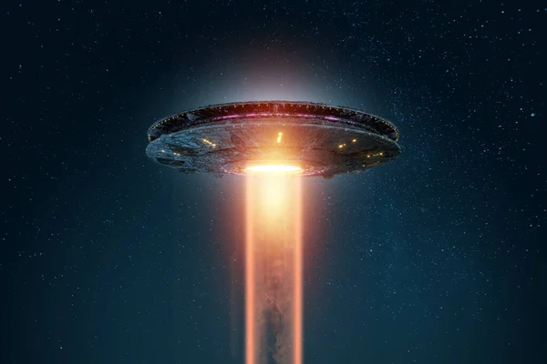 Ufo Een Buitenaardse Plaat Zweeft Lucht Zwevend Roerloos Lucht Ongeïdentificeerd — Stockfoto