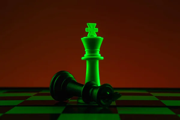Chess Pieces Chessboard Check Checkmate Confrontation Kings Concept Confrontation Career — Stock Photo, Image