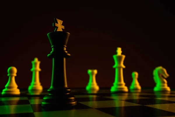 Chess Pieces King Chessboard Game Concept Confrontation Career Competition Startup — Stock Photo, Image