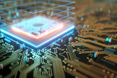 3D canlandırma işlemci teknolojisi geçmişi. Bilgisayar merkezi işleme üniteli konsept devre kartı. Dijital Çip Bütünleşik İletişim İşlemcisi. Boşluğu kopyala