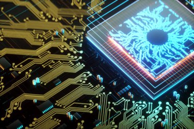 3D canlandırma işlemci teknolojisi geçmişi. Bilgisayar merkezi işleme üniteli konsept devre kartı. Dijital Çip Bütünleşik İletişim İşlemcisi. Boşluğu kopyala
