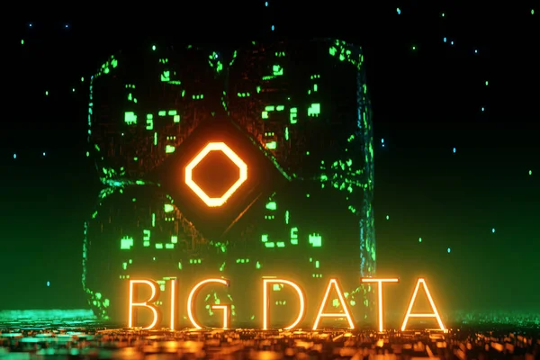 Rendern Beschriftung Big Data Hintergrund Abstrakte Illustration Informationsflüsse Technologien Des — Stockfoto