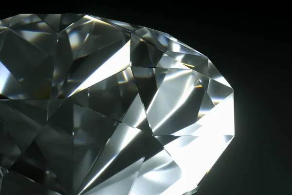 Vykreslování Fotorealistický Diamant Izolované Černém Pozadí Luxusní Koncept Krocení Hodnoty — Stock fotografie