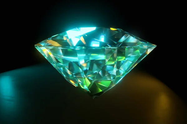 3Dは 黒い背景に隔離されたフォトリアリスティックダイヤモンドをレンダリングします タグ付けの価値の高級概念コピースペース — ストック写真