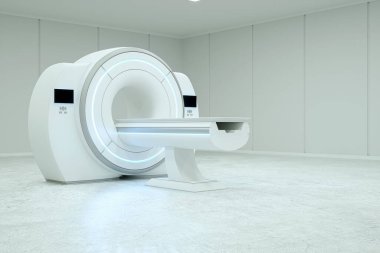 MRI, hastane ortamında tam bir tomografi sistemi. Tıp, teknoloji, gelecek. 3B görüntüleme, 3D resimleme, kopyalama alanı