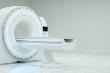 MRI, hastane ortamında tam bir tomografi sistemi. Tıp, teknoloji, gelecek. 3B görüntüleme, 3D resimleme, kopyalama alanı