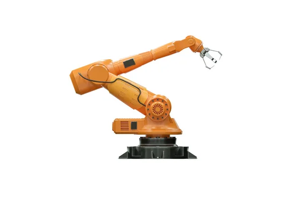 Manipolatore Braccio Robot Arancione Impianto Isolato Sfondo Bianco Concetto Tecnologico — Foto Stock