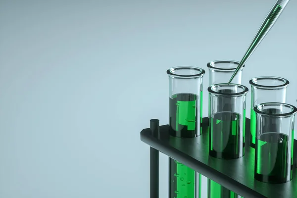 Pipette Yeşil Sıvıyla Test Tüpüne Sıvı Ekle Aşı Konsepti Teknoloji — Stok fotoğraf
