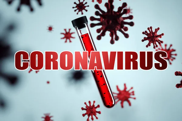 Tabung Uji Dan Coronavirus Prasasti Konsep Vaksin Epidemi Pandemi Karantina — Stok Foto