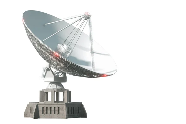 Witte Radiotelescoop Een Grote Satellietschotel Geïsoleerd Een Witte Achtergrond Technologie — Stockfoto