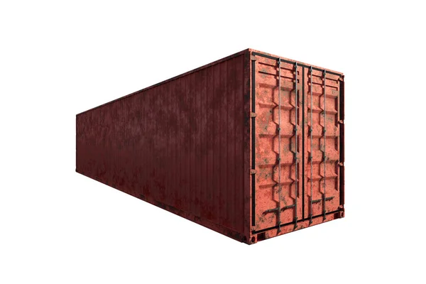 Röd Havsbehållare Isolerad Vit Bakgrund Logistikkoncept Snabb Leverans Rendering Visualisering — Stockfoto