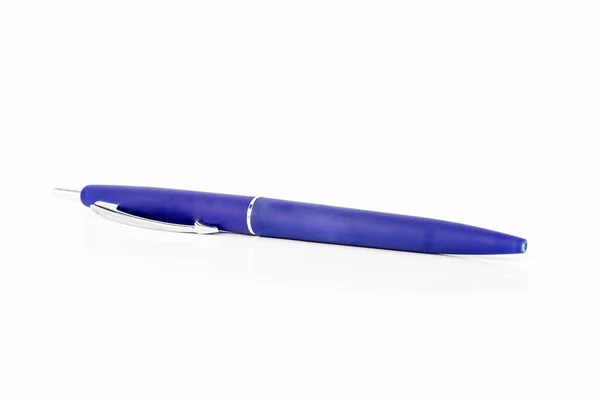 Stylo Bille Bleu Isolé Sur Fond Blanc Concept Technologique — Photo