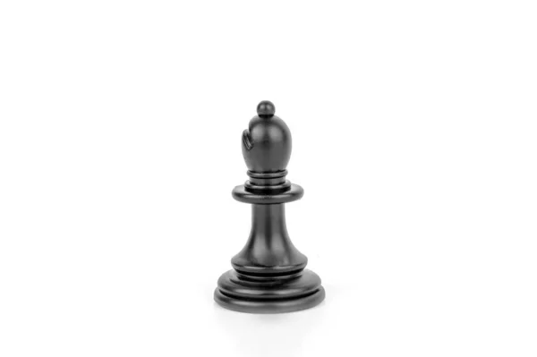 Černý Šachový Kus Slon Izolovaný Bílém Pozadí Koncept Deskových Her — Stock fotografie