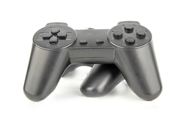 Joystick Preto Jogos Isolado Fundo Branco Conceito Tecnologia Futuro — Fotografia de Stock