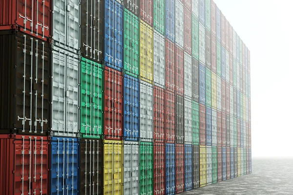 Seecontainer Gegen Den Himmel Industriehafen Mit Containern Frachtcontainern Logistikkonzept Schnelle — Stockfoto