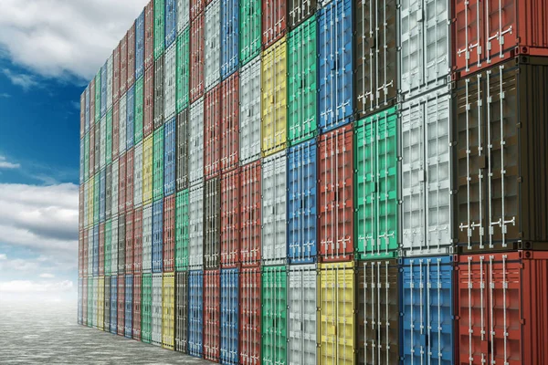 Seecontainer Gegen Den Himmel Industriehafen Mit Containern Frachtcontainern Logistikkonzept Schnelle — Stockfoto