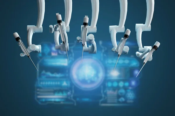 Cirujano Robot Equipo Robótico Manipuladores Innovación Quirúrgica Mínimamente Invasiva Con —  Fotos de Stock