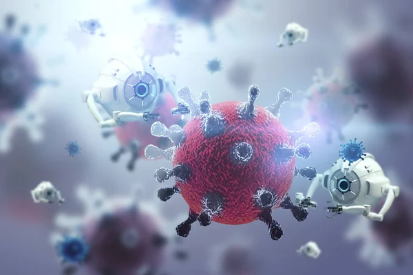 Nanotechnology Genetic Engineering Use Nanorobots Destroy Microbes Medical Concept Future — Stock Photo, Image