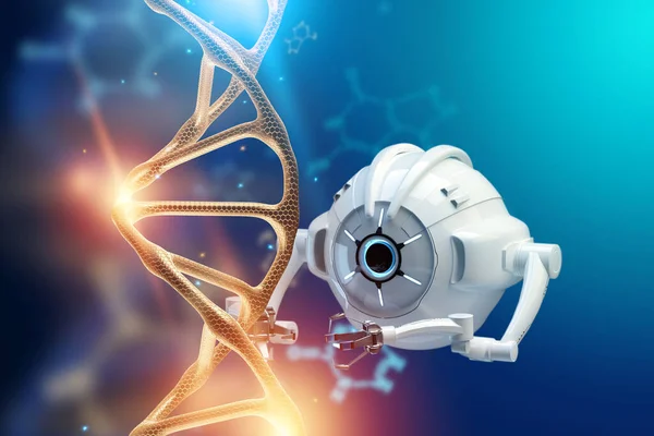 Nanotecnologia Engenharia Genética Uso Nanorobots Para Modificar Moléculas Dna Conceito — Fotografia de Stock
