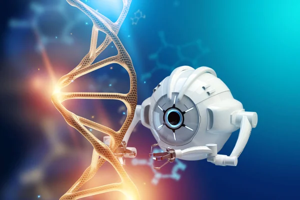 Nanotechnology Genetic Engineering Use Nanorobots Modify Dna Molecules Medical Concept — Stock Photo, Image