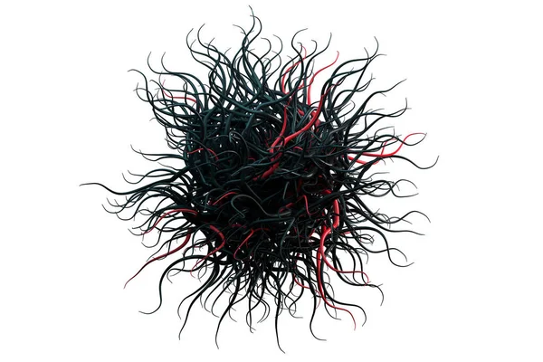 Чорно Червона Страшна Частинка Вірус Клітина Ізольована Білому Тлі Коронавірус — стокове фото