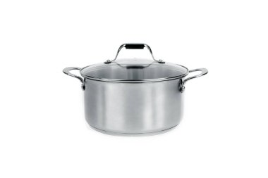 Metal pan beyaz arkaplanda izole edildi.