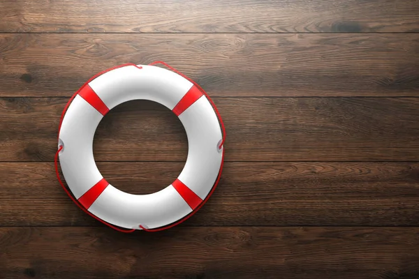 Lifebuoy Дерев Яному Тлі Допомога Концепція Порятунку Копіювати Простір — стокове фото