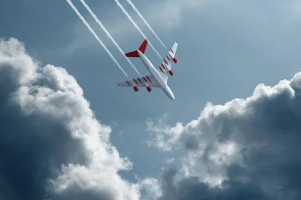 Osobní Letadlo Letadlo Pozadí Modrého Oblohy Spodní Pohled Koncept Cestování — Stock fotografie