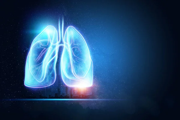 Hologramme Des Poumons Enflammés Concept Maladie Pulmonaire Pneumonie Pandémie Covidé — Photo