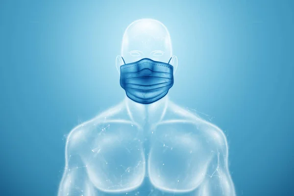 Hologram Medical Mask Protection Viruses Concept Pneumonia Covid Pandemic Coronavirus — Stock Photo, Image