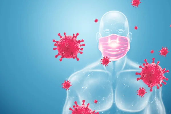 Hologram Medical Mask Protection Viruses Concept Pneumonia Covid Pandemic Coronavirus — Stock Photo, Image