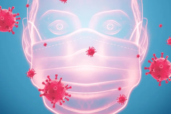 Hologram Maska Medyczna Ochrona Przed Wirusami Koncepcja Zapalenia Płuc Pandemii — Zdjęcie stockowe