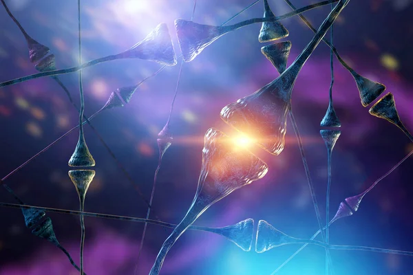 Sinapse Neurónios Cérebro Humano Enviar Sinais Químicos Eléctricos Sistema Nervoso — Fotografia de Stock
