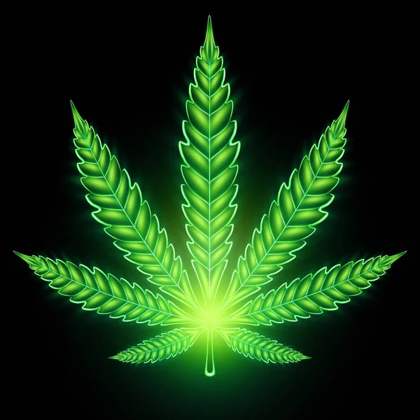 Marijuana Feuille Cannabis Symbole Cannabis Consommation Isolé Sur Fond Noir — Photo