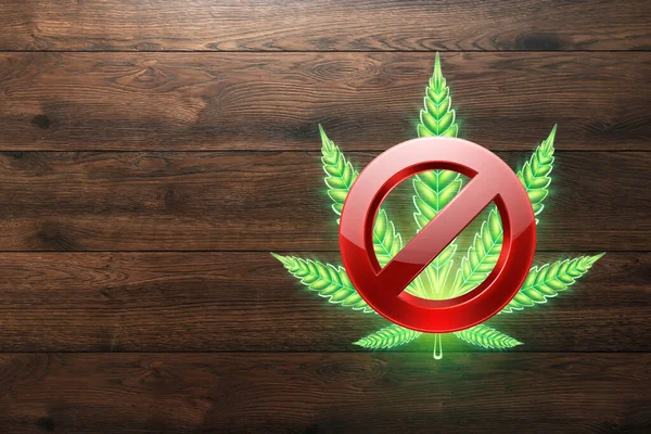 Marijuana Leaf Ban Sign Hemp Leaf Cannabis Consumer Symbol Concept — Stock Photo, Image
