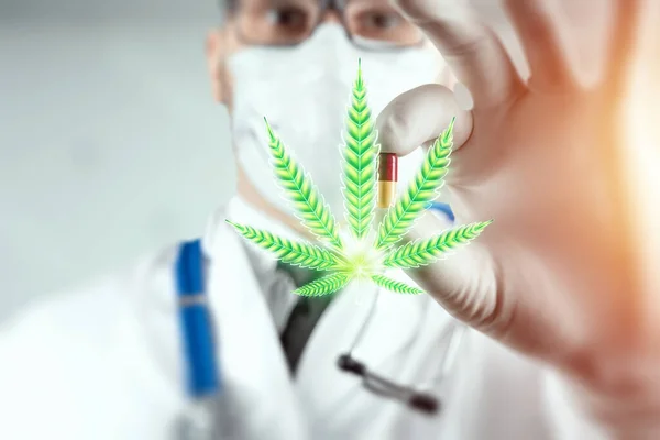 Médecin Marijuana Feuille Cannabis Symbole Consommation Cannabis Concept Légalisation Marijuana — Photo