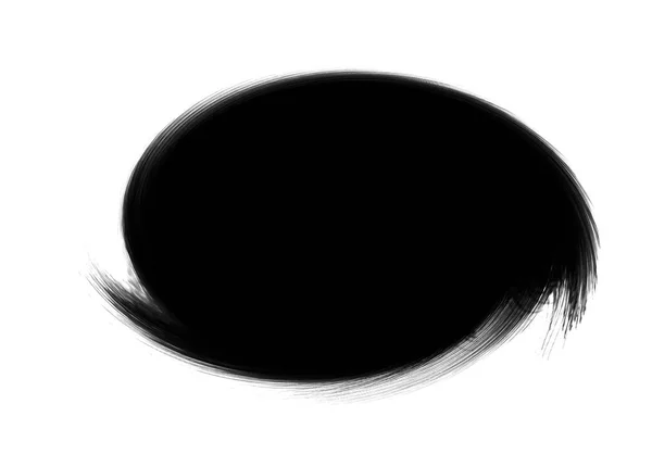 白い背景の黒い色楕円形ブラシ ストローク効果 — ストック写真