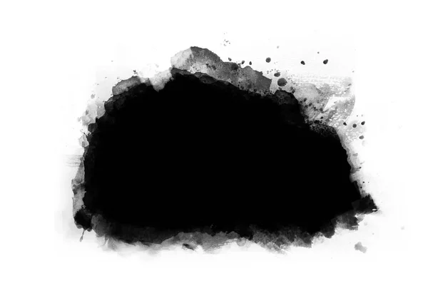 Штрихи чорного кольору пензля впливають на білий фон — стокове фото