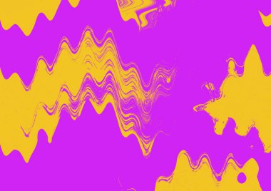 Sarı dalga renk fırça darbeleri mor arkaplan üzerinde efekt