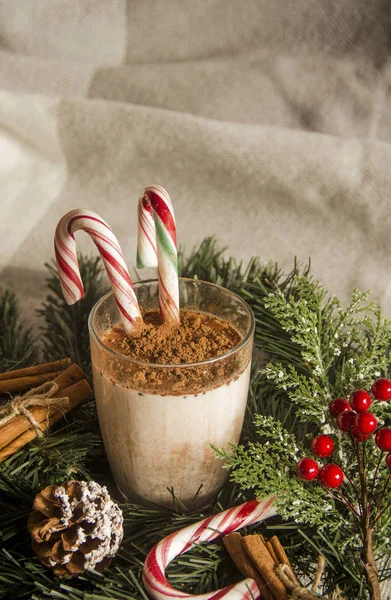 Christmas Milk Drink Lollipops — Stock Photo, Image