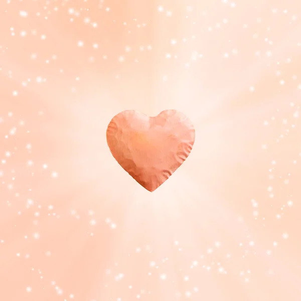 Energia da luz sai do grande coração rosa e fundo rosa . — Fotografia de Stock