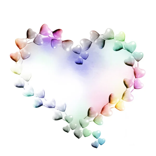 Set Circle Made Colorful Hearts Isolated White Background Copy Space — Stock Photo, Image