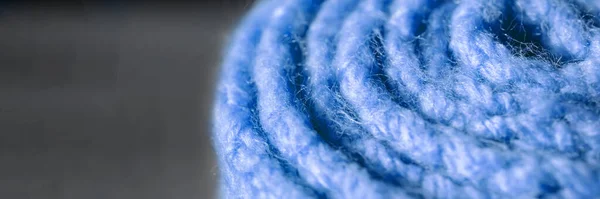 Texture Fond Rouleau Motif Bleu Tricot Tissu Laine Gros Plan — Photo