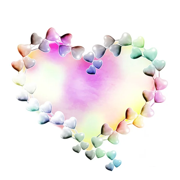 Set Circle Made Colorful Hearts Isolated White Background Copy Space — Stock Photo, Image