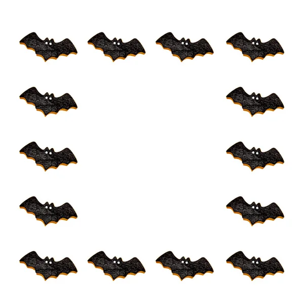 Conjunto Morcegos Pretos Isolados Fundo Cor Branca Ornamento Halloween Colorido — Fotografia de Stock
