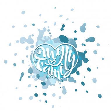  Rozetleri logo aile arması kartpostal hat el güzel metin yazılı yazı benim aile vektör çizim